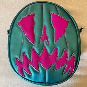 Love Pain and Stitches Scaredy Handcrafted Metallic Blue Pink New Purse Bag LPS